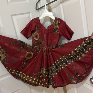 Gorgeous maroon printed african wax fabric dress.